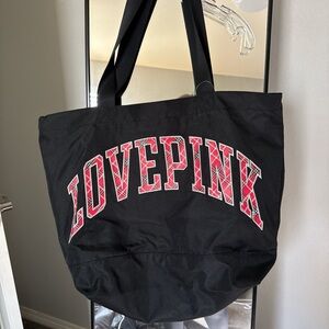 PINK Victoria's Secret Black Tote with Red Logo